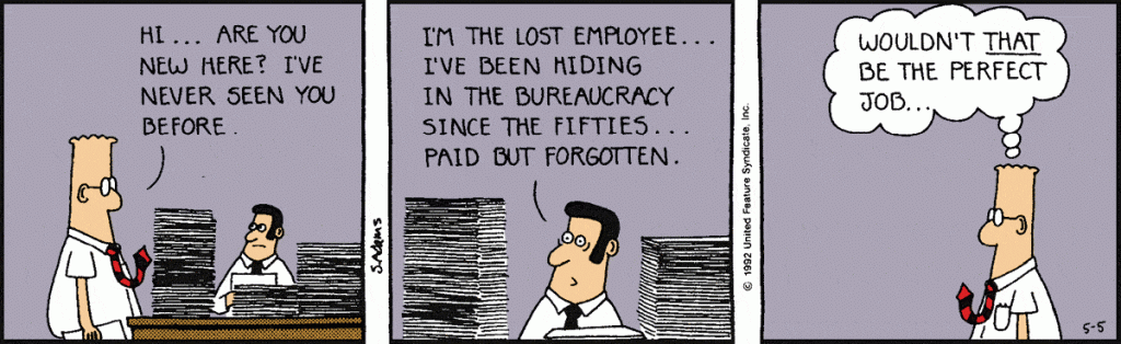 Dilbert comic about forgotten employee